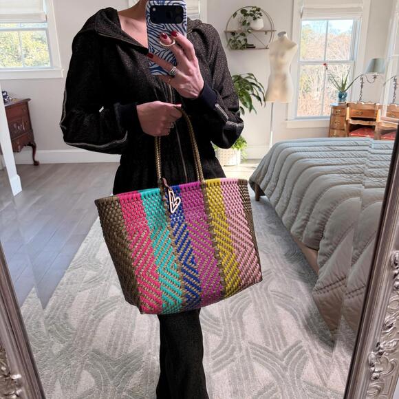 Mary Frances Handbags - MARIA VICTORIA Large Woven Multi-Color Beach Shopping Tote Bag